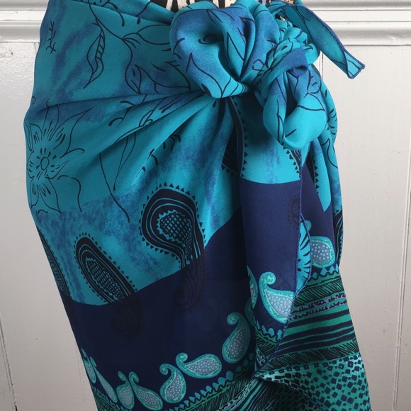 Women's Multi-Color Swim Wrap Aqua Blue  Pre-Owned - Picture 6 of 16